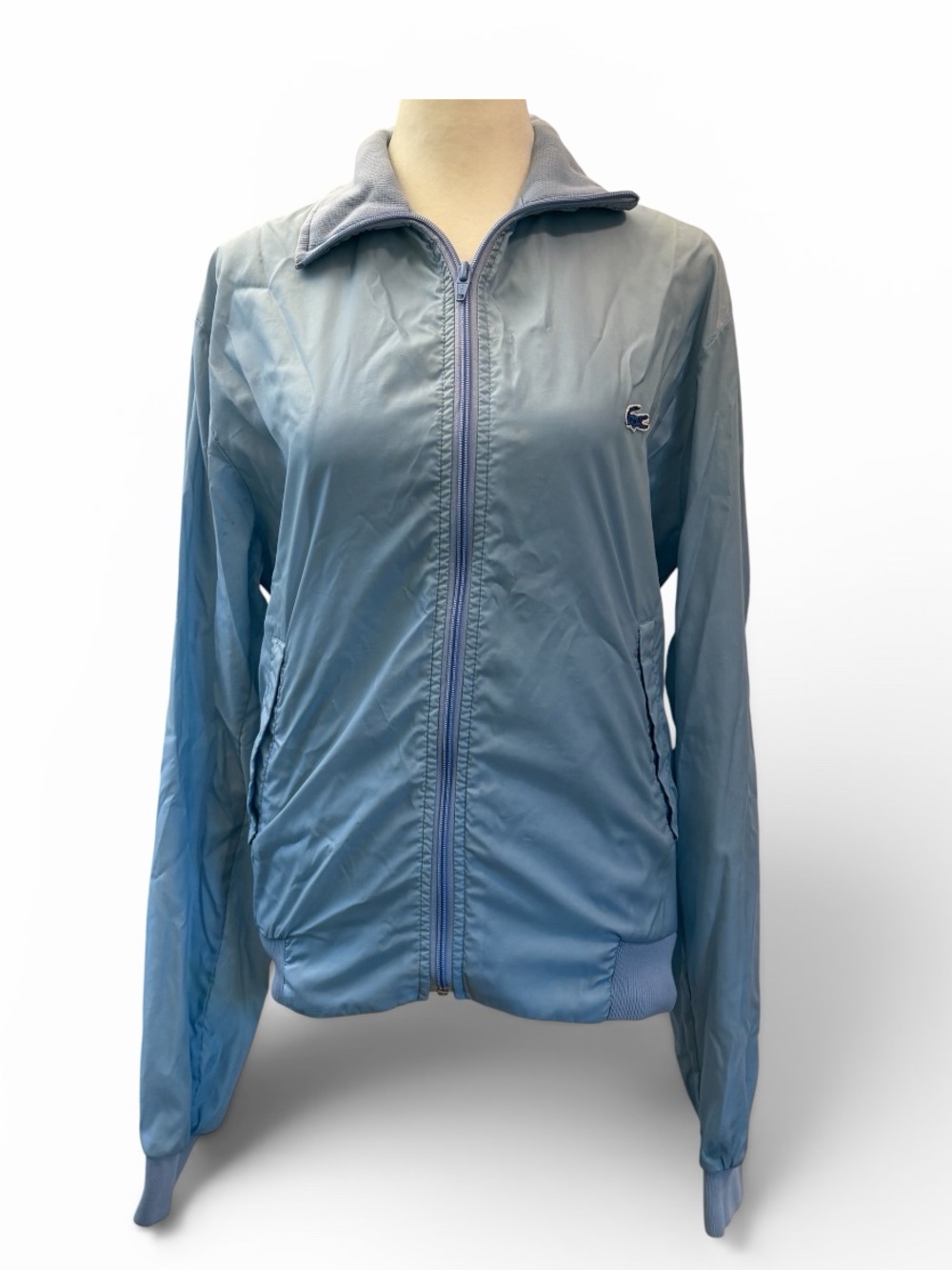 Vintage Men’s Izod Lacoste Pale Blue Zip Jacket with Croc Logo. Size S. Worn.